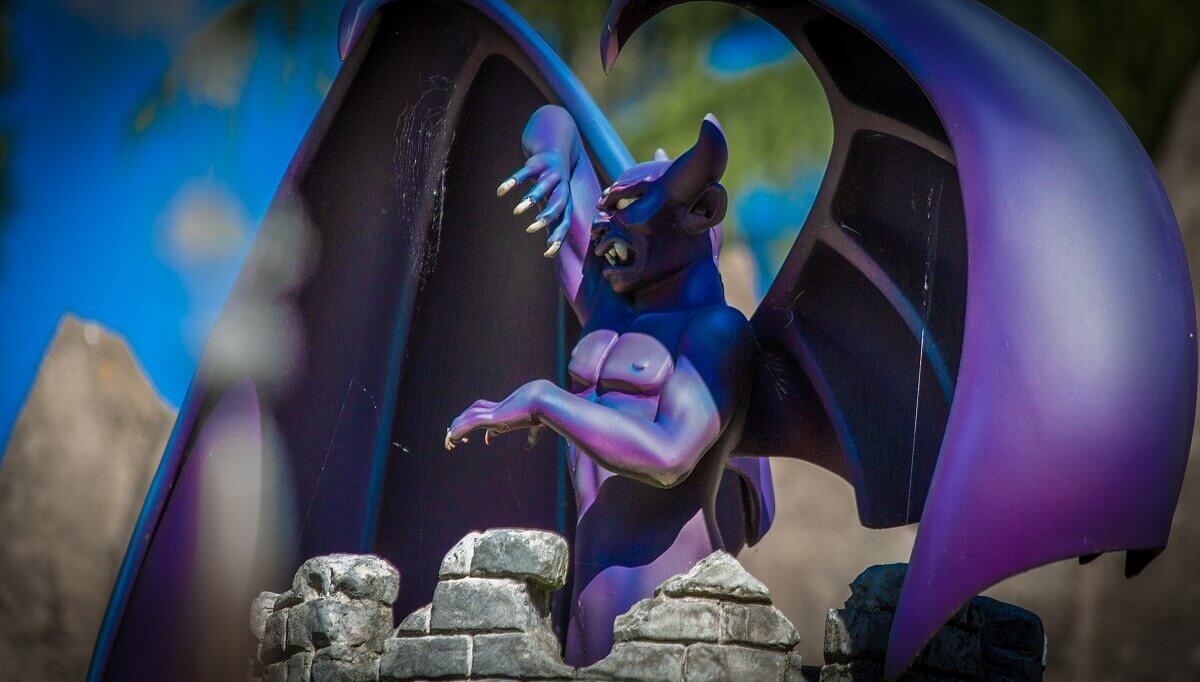 Miniature figure of Chernabog the Chernabog in the Fantasia scene at Le Pays des Contes de Fees is blinded by the sun