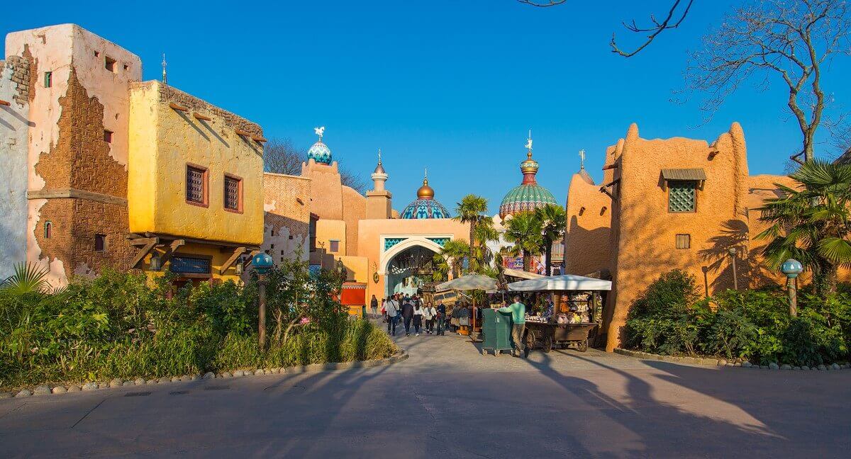 Building of the Adventureland Bazaar Building in mud look at the Arabian bazaar of Adventureland