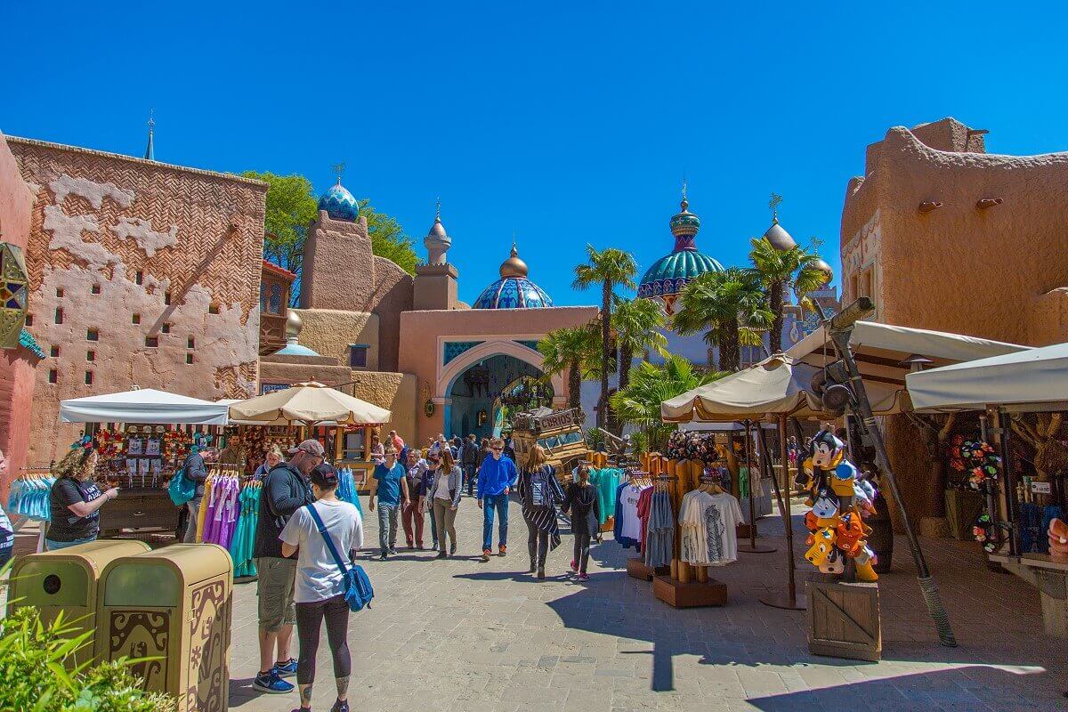 Arab bazaar View of shops and the hustle and bustle of the bazaar in Adventureland
