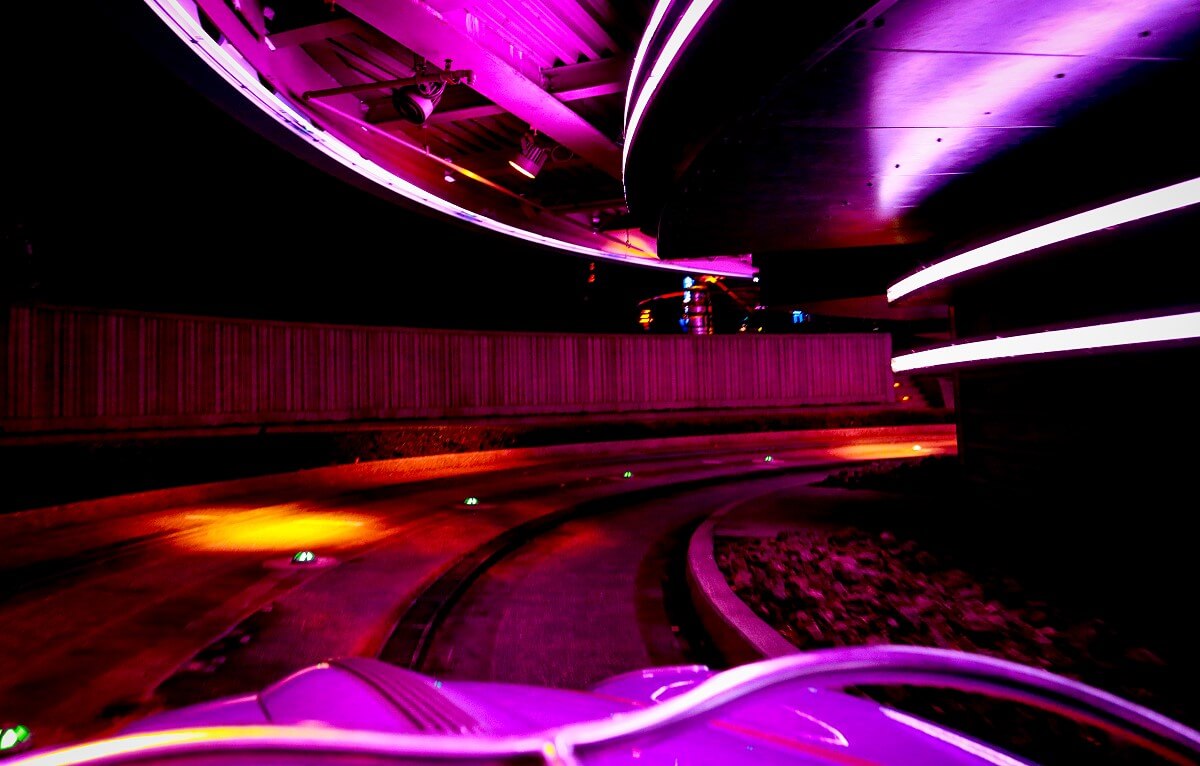 Autopia route section View from a vehicle onto a section of track at Autopia