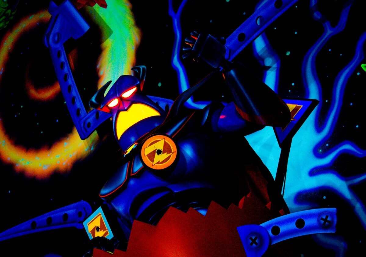 Emperor Zurg a figure of Emperor Zurg against a galactic background