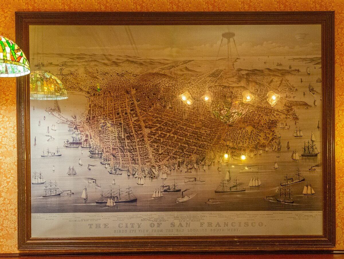 Bird's eye view map of San Francisco Historical map of San Francisco from bird's eye view