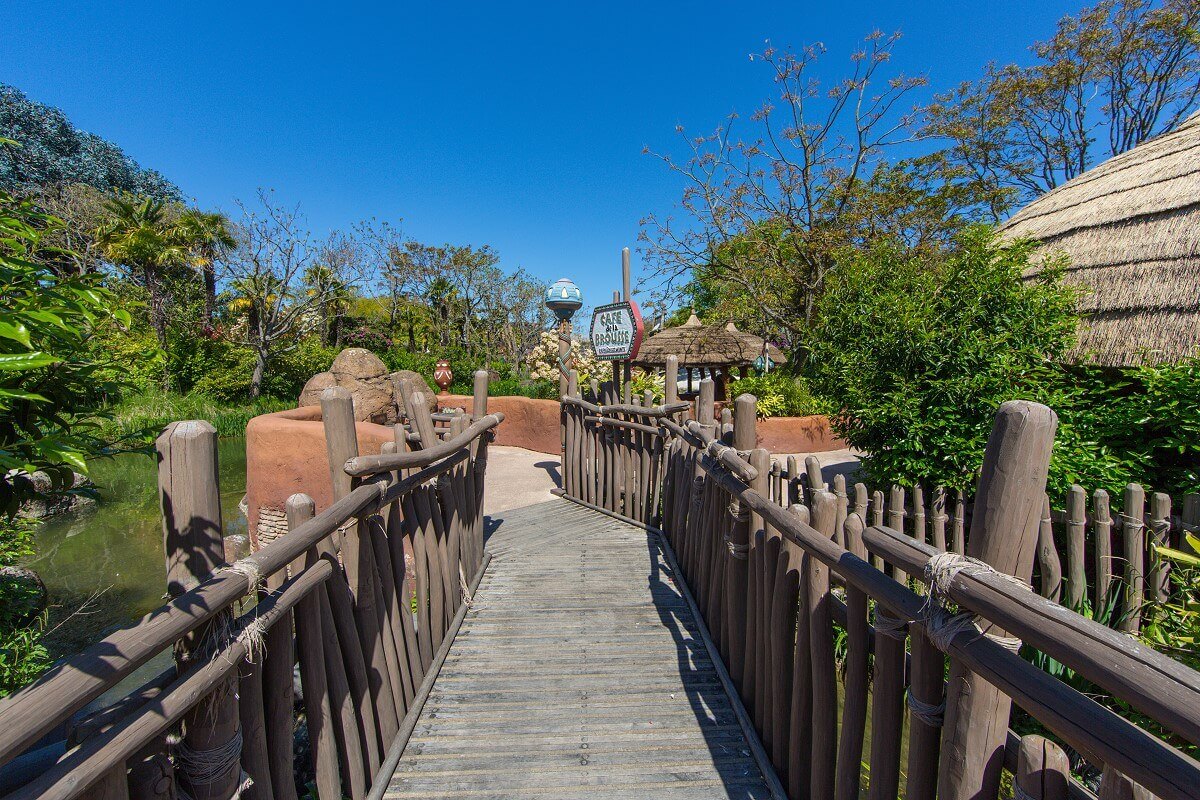 Access to the Cafe de la Brousse Access to the Cafe de la Brousse in Adventureland via a wooden footbridge