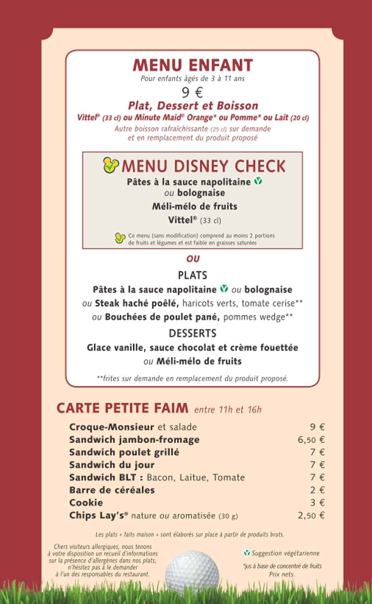 Clubhouse Grill Dessert Menu Menu for the desserts at the Clubhouse Grill