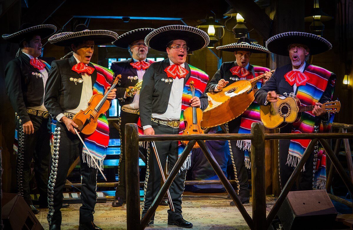 Mariachi Band in Cowboy Cookout Barbecue A mariachi band performs at the Cowboy Cookout Barbecue restaurant in Frontierland