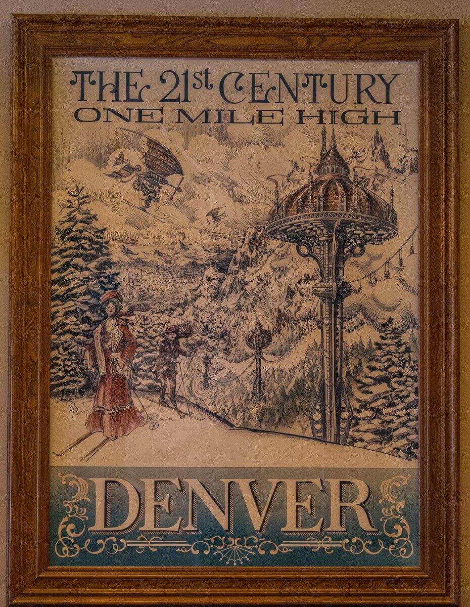 Denver in the 21st century Denver in the 21st century with futuristic towers leading over the ski lifts
