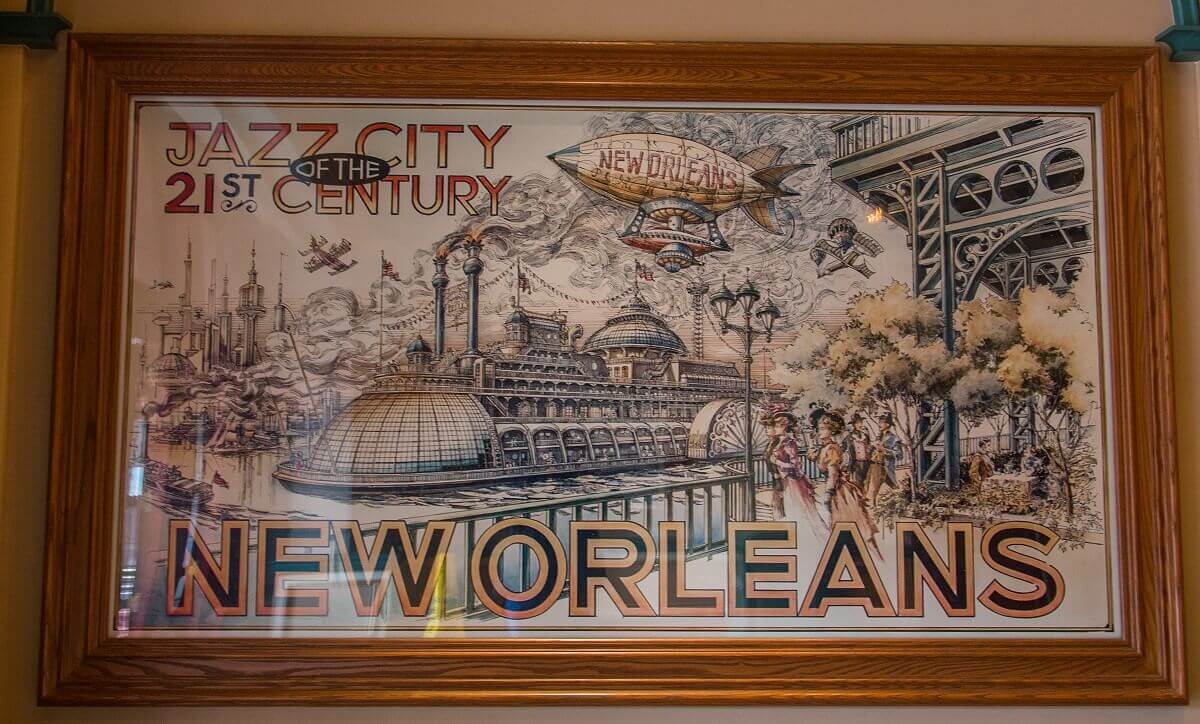 New Orleans - Jazz City of the 21st Century Picture how late 19th century visionaries imagined New Orleans in the 21st century, with a giant paddle steamer, skyscrapers, and fanciful flying machines everywhere