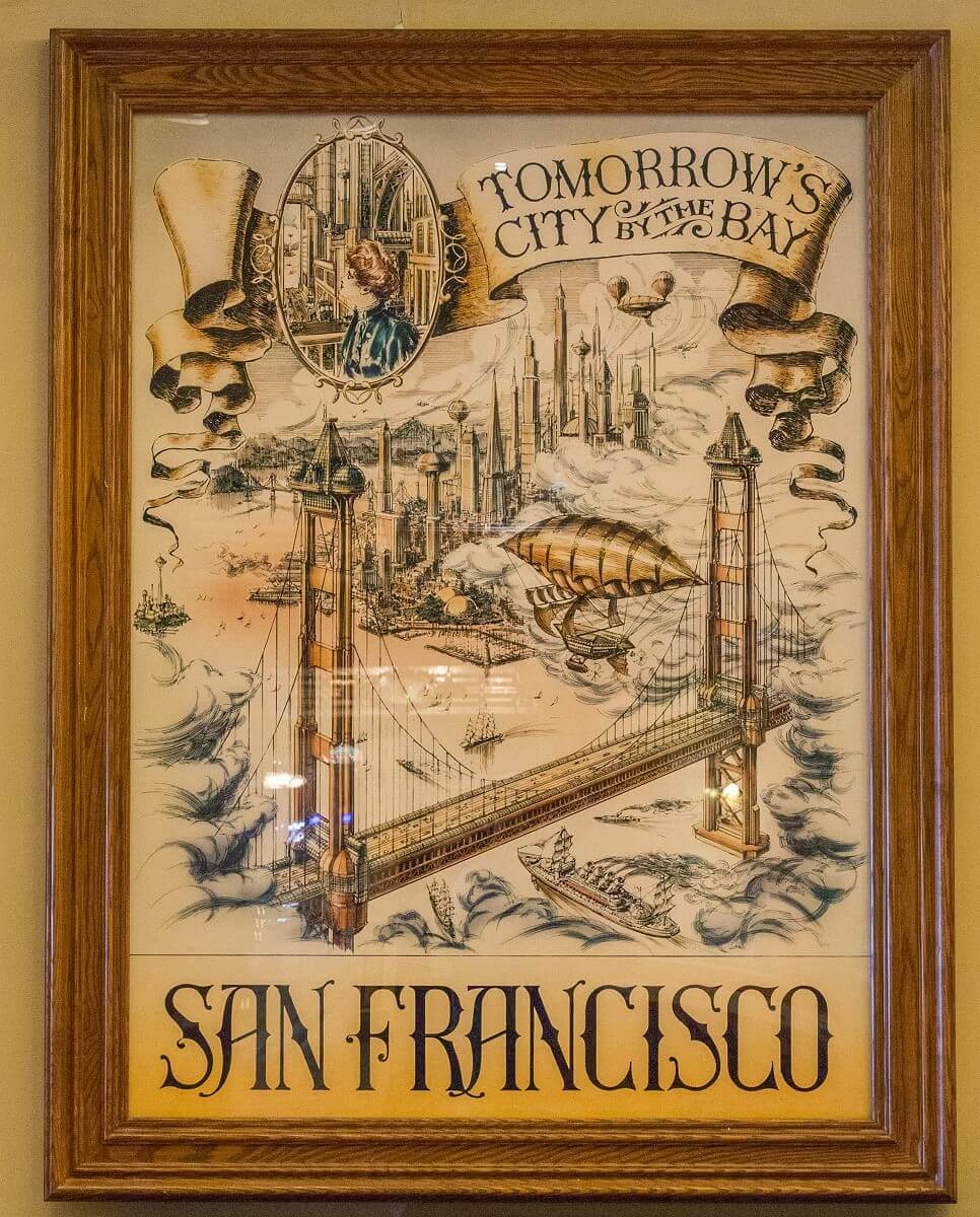 San Francisco - Tomorrow's City by the Bay San Francisco - Tomorrow's City by the Bay: Skyscrapers with spheres on top and airships flying over the Golden Gate Bridge