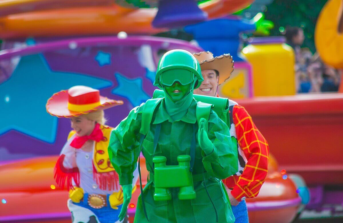 Green Toy Soldier from Toy Story A green toy soldier from Toy Story marches energetically in the parade