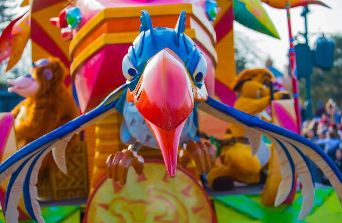 Zazu on the parade float Red-billed Hornbill Zazu on the Lion King parade float at Disneyland Paris