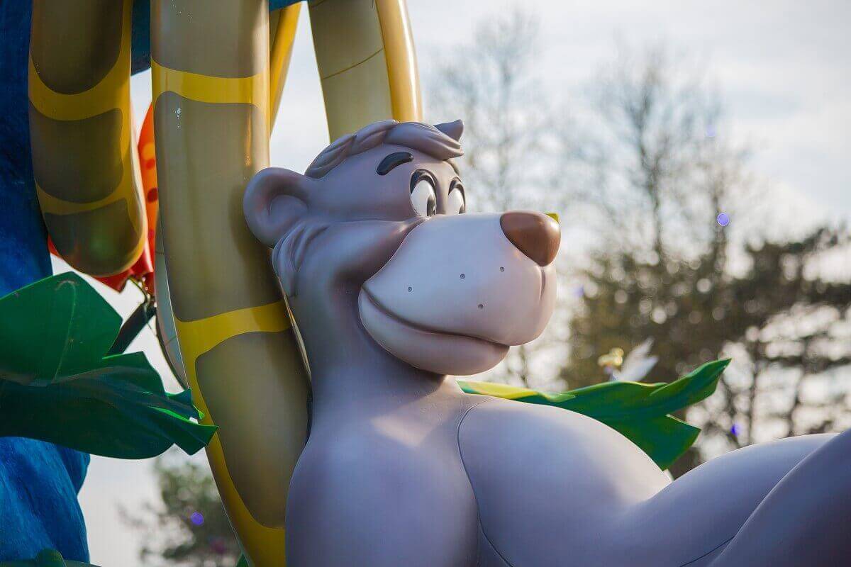 Baloo relaxed Baloo is lying very relaxed with his legs up on the parade float
