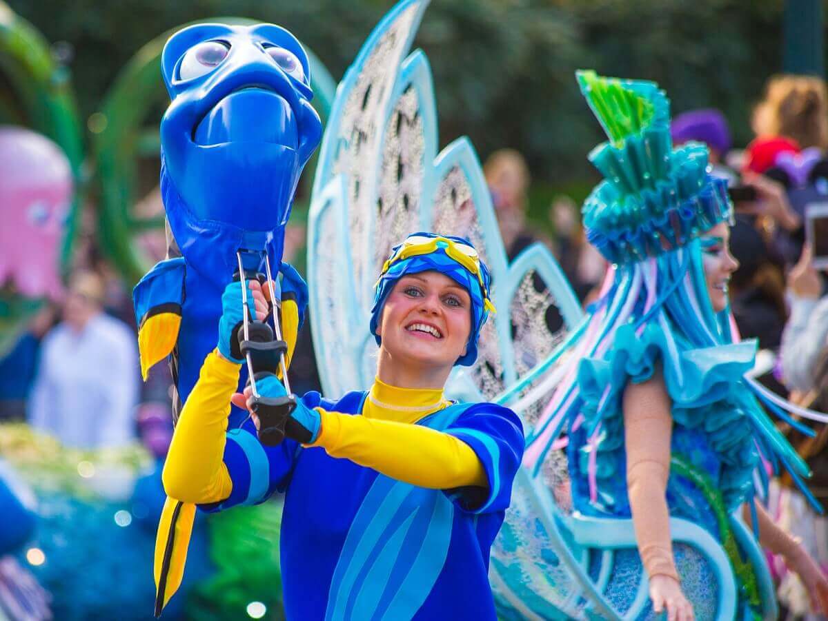 Dancer with Dory A dancer wears a Dory figurine at Disney Stars on Parade
