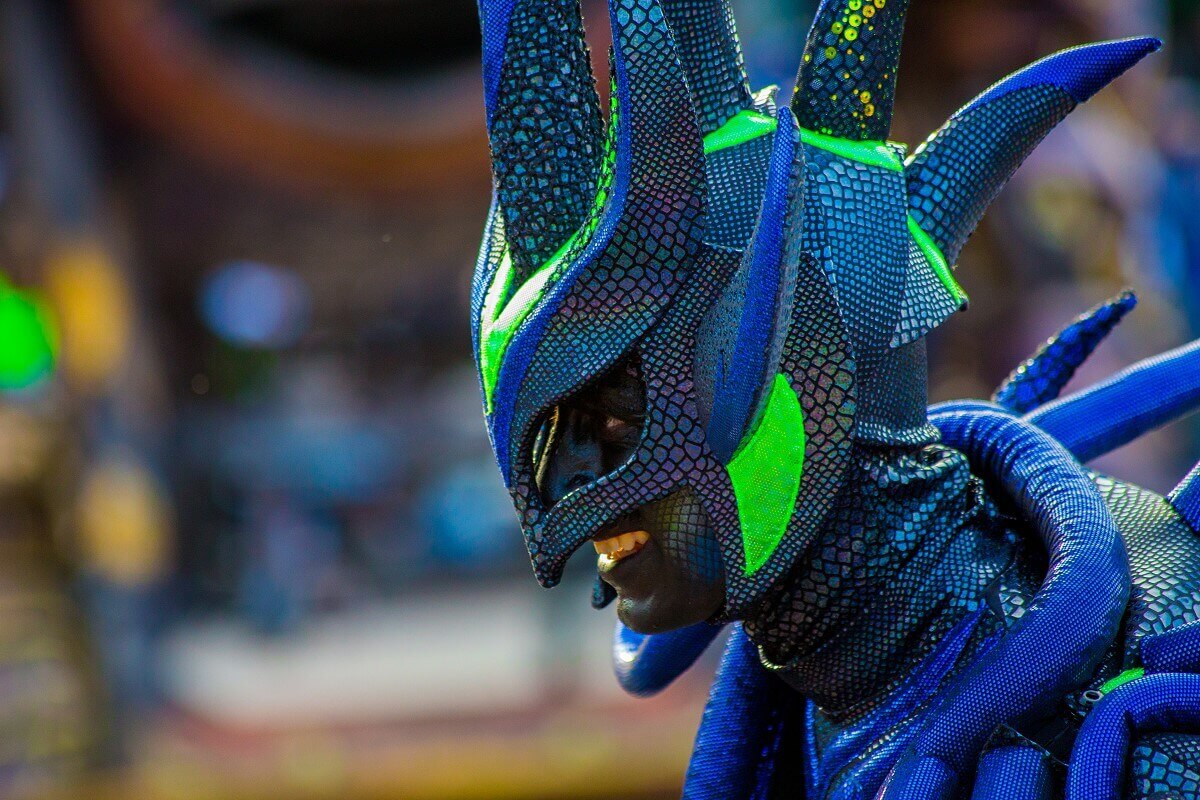 Thorny vine at the parade Close up of dancer in thorn vine costume