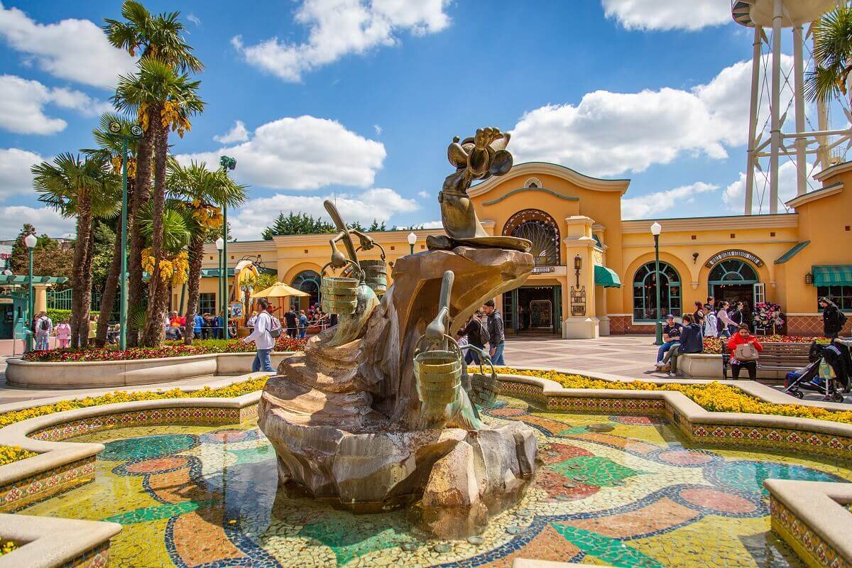 Mickey the Sorcerer's Apprentice Fountain Mickey the Sorcerer's Apprentice Fountain in the Center of the Front Lot