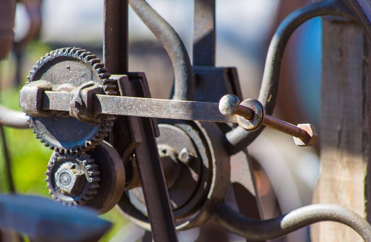 gears of a machine Close up of some rusty gears on a machine in Frontierland.