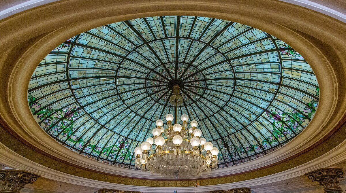 The glass dome The glass dome with stained glass in Tiffany style
