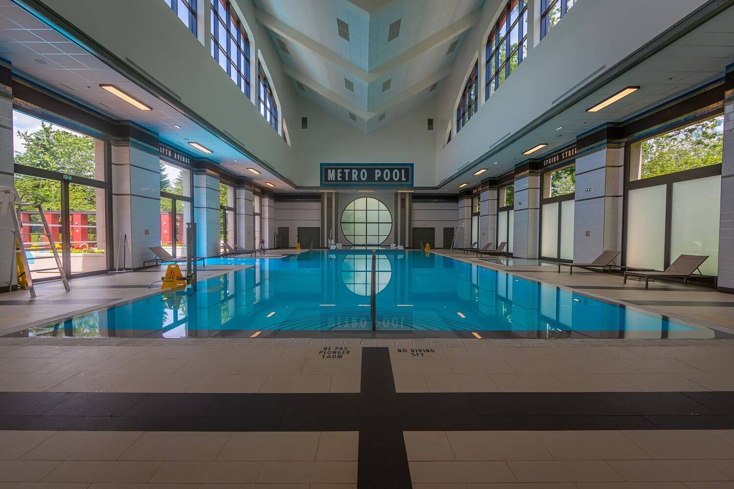 Hotel indoor pool The Metro Pool, in the style of a New York subway station