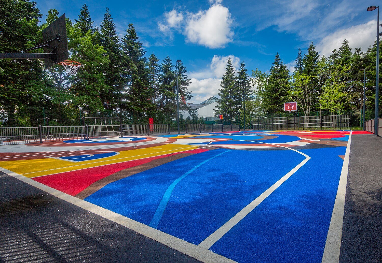 Basketball court A colorful basketball court on the hotel grounds