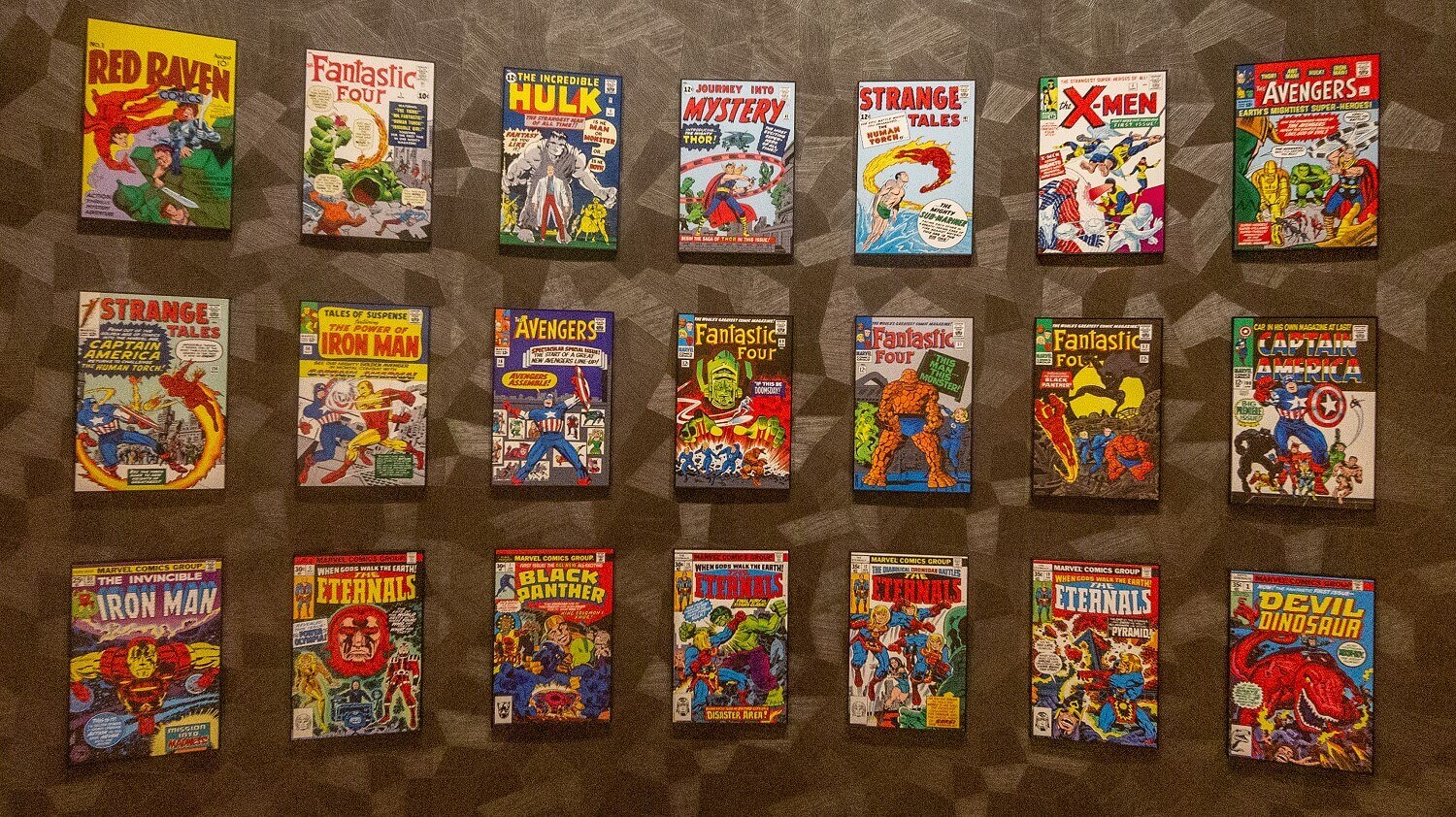 Marvel Comics Cover art from Marvel Comics on the walls of the hotel
