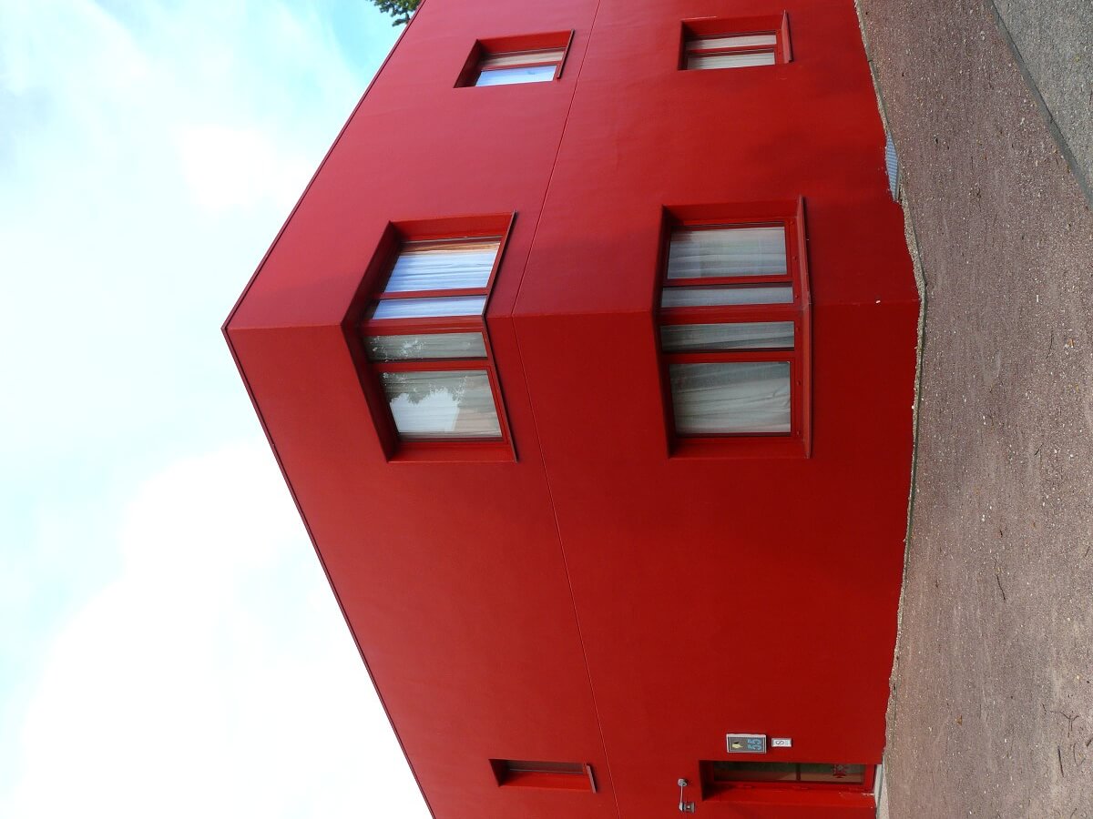 red hotel building Santa Fe The former red Santa Fe hotel building, which is a brothel.