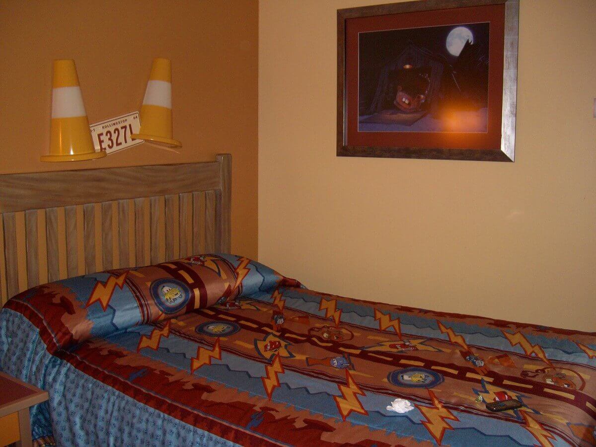 Bed in the Santa Fe A bed in the hotel room of the Santa Fe, on the wall hangs a picture