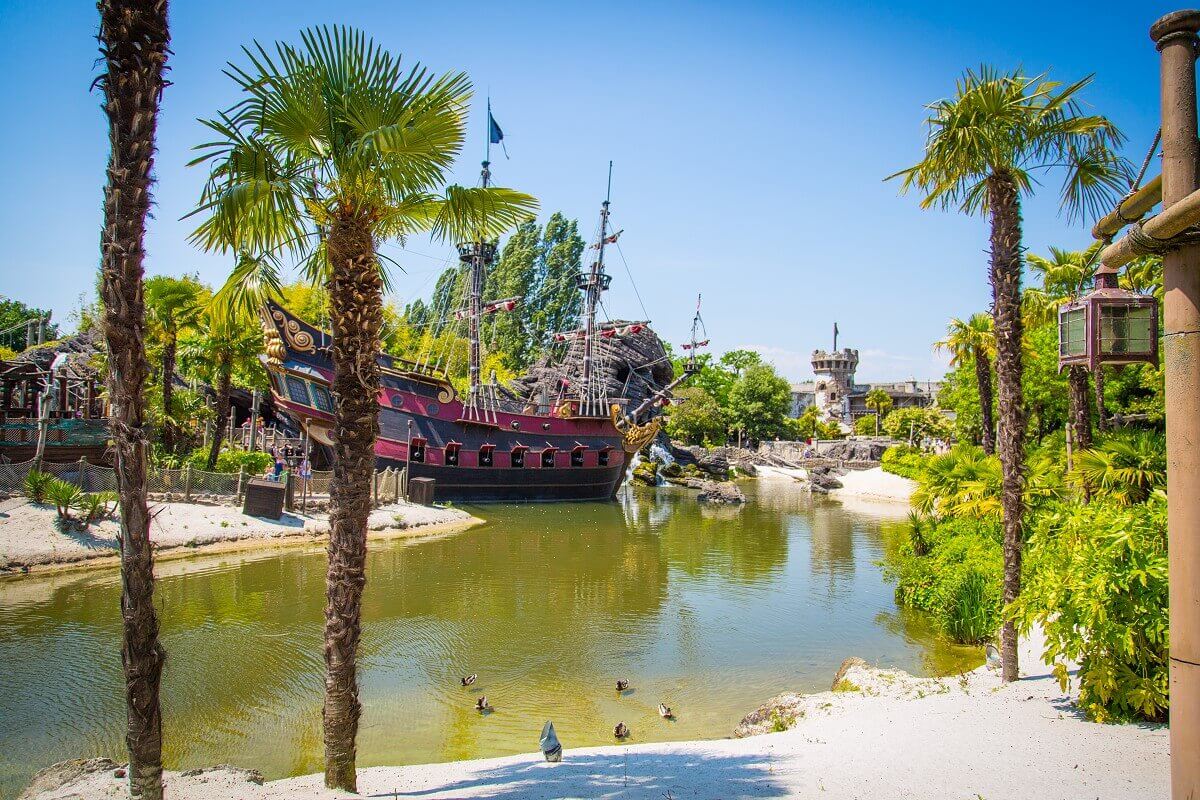 Adventureland Lake and Captain Hook's Galley View of the beach around Adventureland Lake and Captain Hook's Galley