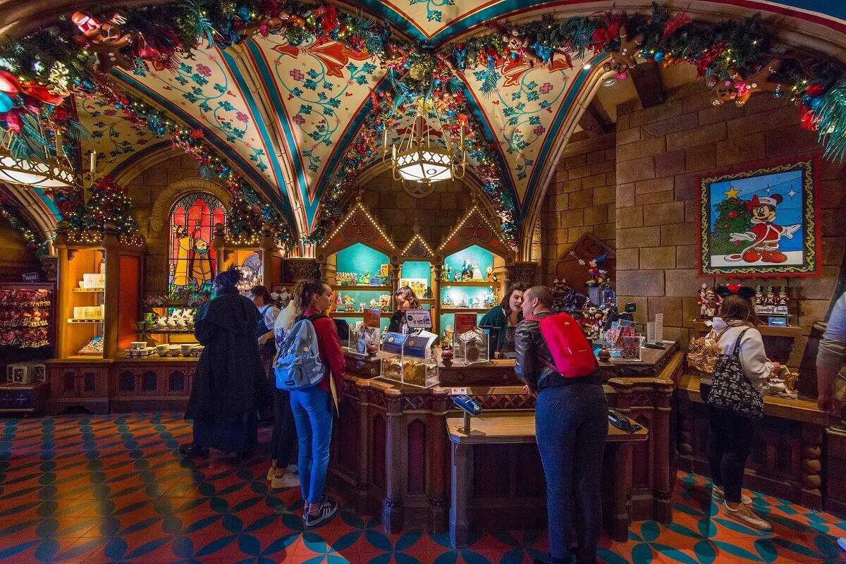 Checkout area at the Boutique du Chateau View of the cash desk area in the shop of the Sleeping Beauty Castle