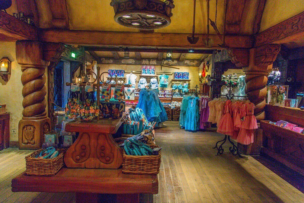 Interior view of the Chaumiere des Sept Nains View inside the Chaumiere des Sept Nains with several sales areas