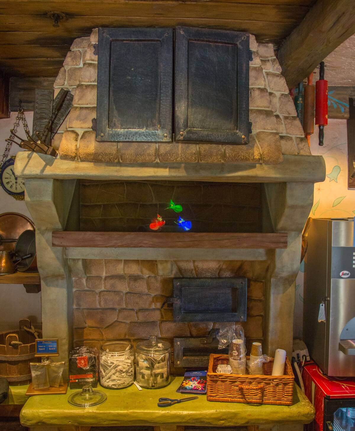 Oven in the confectionery of the Dornroeschen fairies in front of a big oven in the confectionery you can see the three fairies