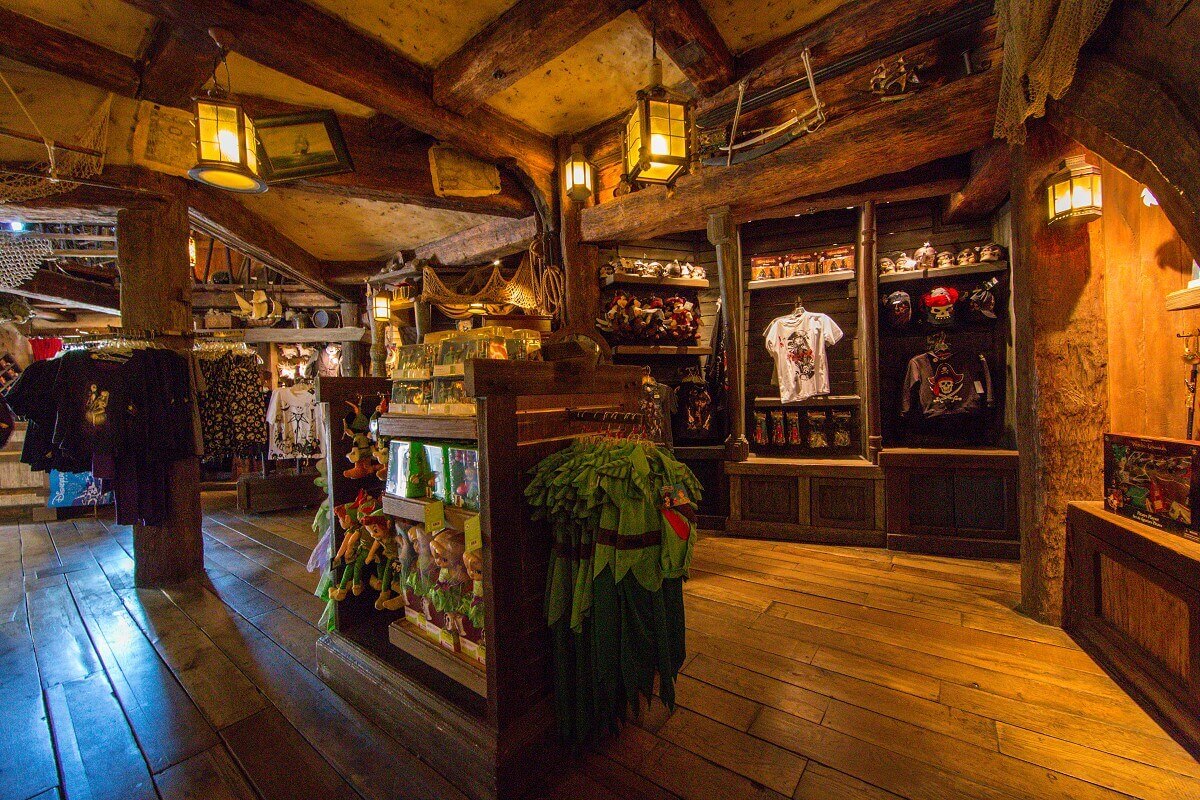 Display stands and shelves View of a part of the shop Le Coffre du Capitaine with sales stands and different merchandise