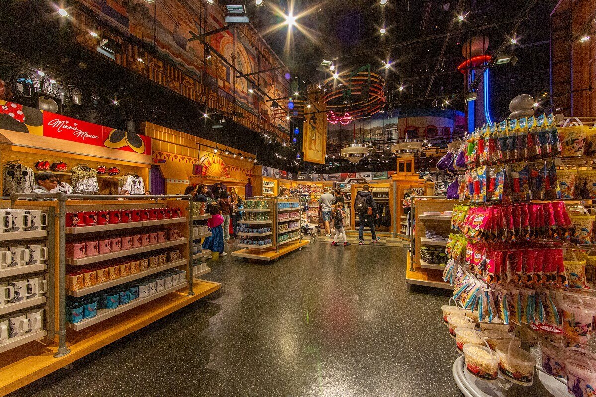 Shelves full of merchandise Shelves with Disney Merchandise in Shop in Studio 1