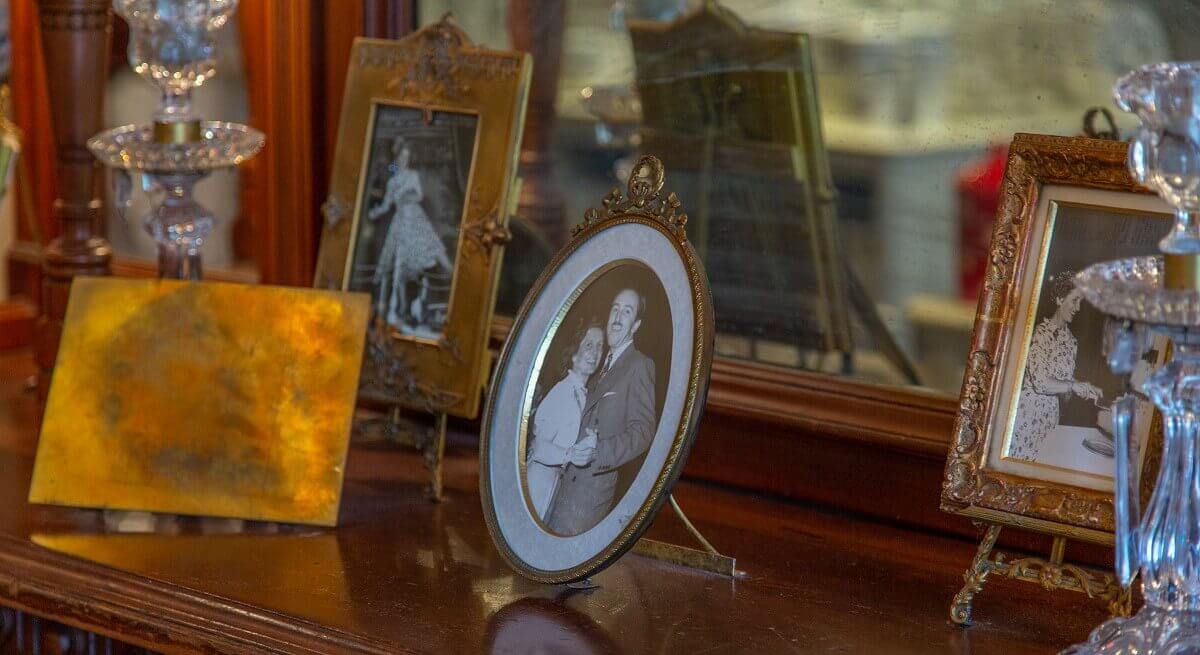 Historical photo of Walt and Lillian Disney Historic photo of Walt Disney and Lillian Marie Disney dancing in a round frame