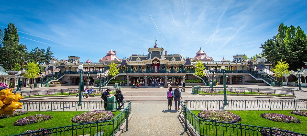 Railroad station on Main Street Front view of the train station on Main Street