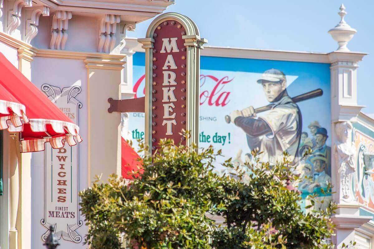 Markethouse Deli entrance sign Markethouse Deli entrance sign, in the background Coca Cola billboard with baseball player