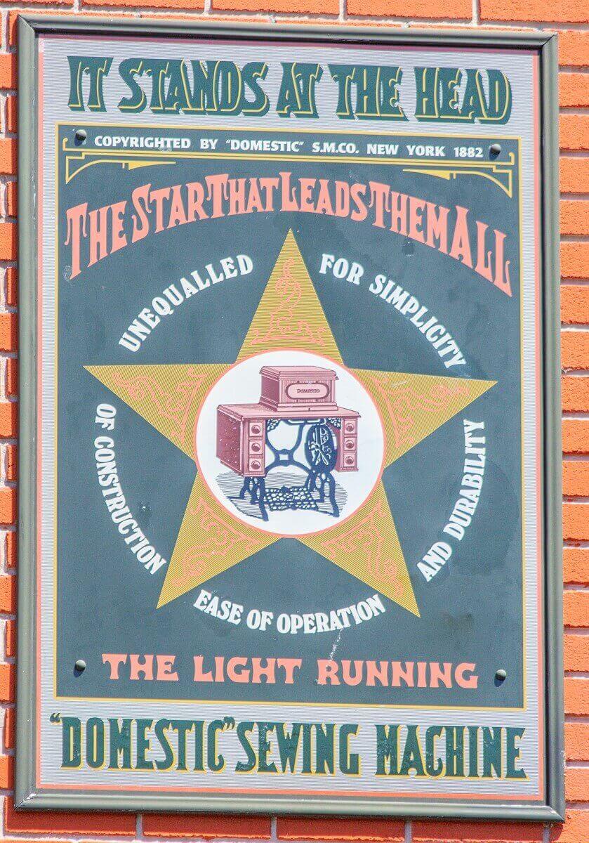 Advertisement for a Domestic S.M.CO sewing machine from 1882 Advertisement for a Domestic S.M.CO sewing machine from 1882