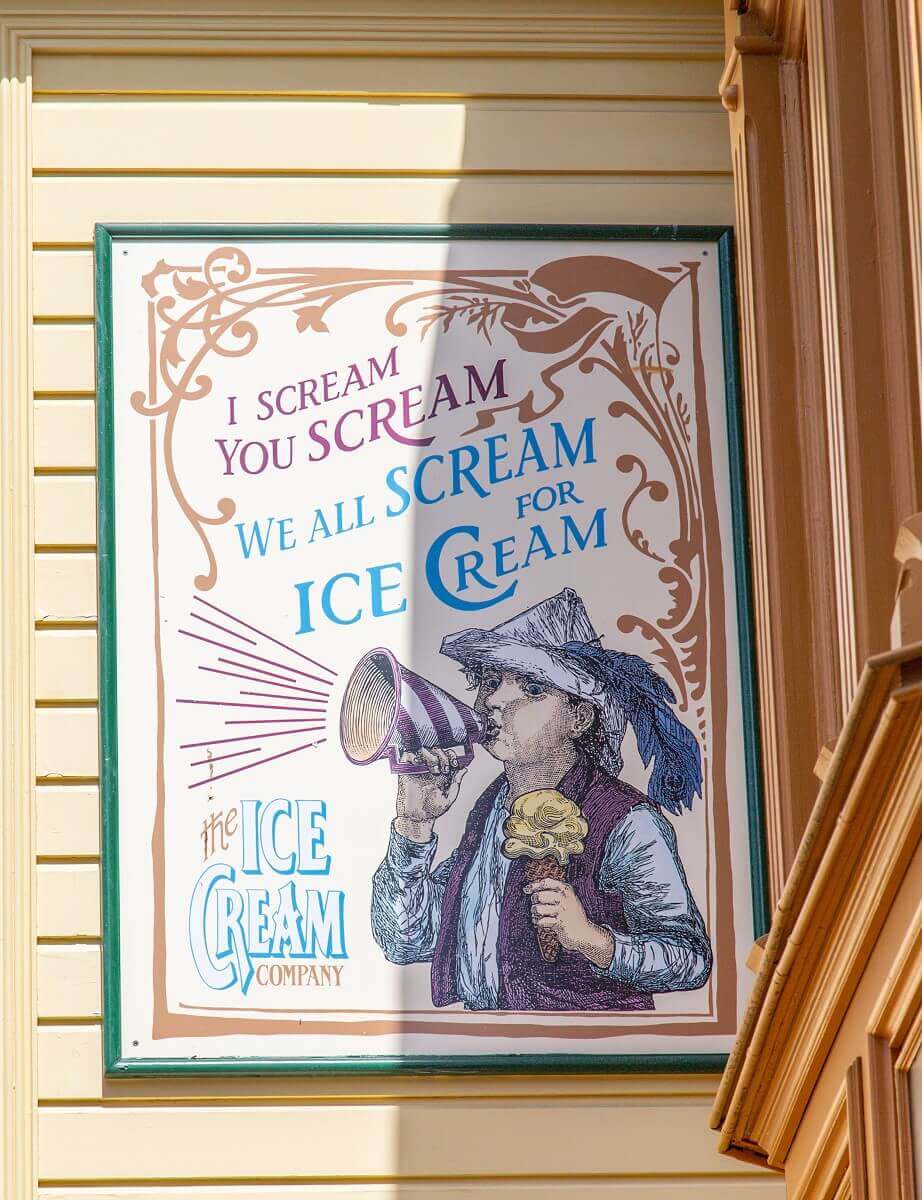 Advertising for The Ice Cream Company Advertising for The Ice Cream Company with a boy with a megaphone and the slogan: I scream, you scream, we all scream for ice cream