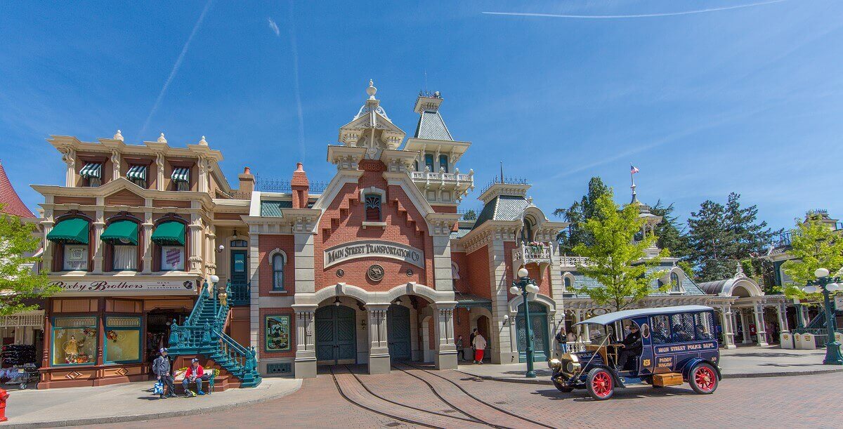 Paddy Wagon in front of Main Street Transportation Co. A Main Street Police Department paddy wagon passes in front of the Main Street Transportation Co. depot