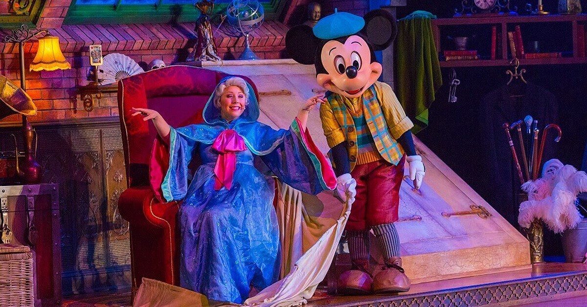 Mickey and the Magician Mickey Mouse and the Fairy Godmother from Cinderella at the show Mickey and the Magician