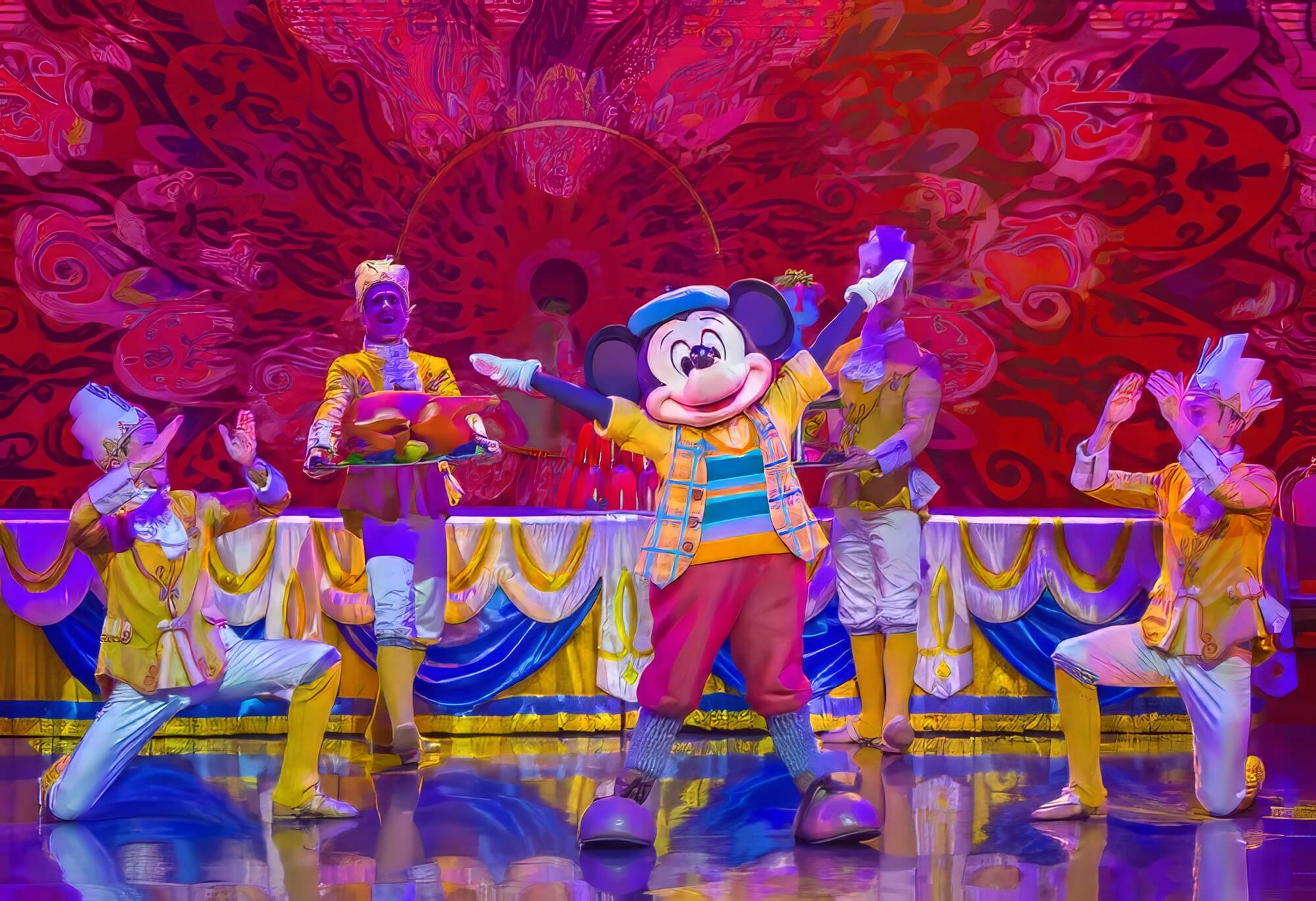 Dancers present Mickey delicious food Dancers present Mickey delicious food