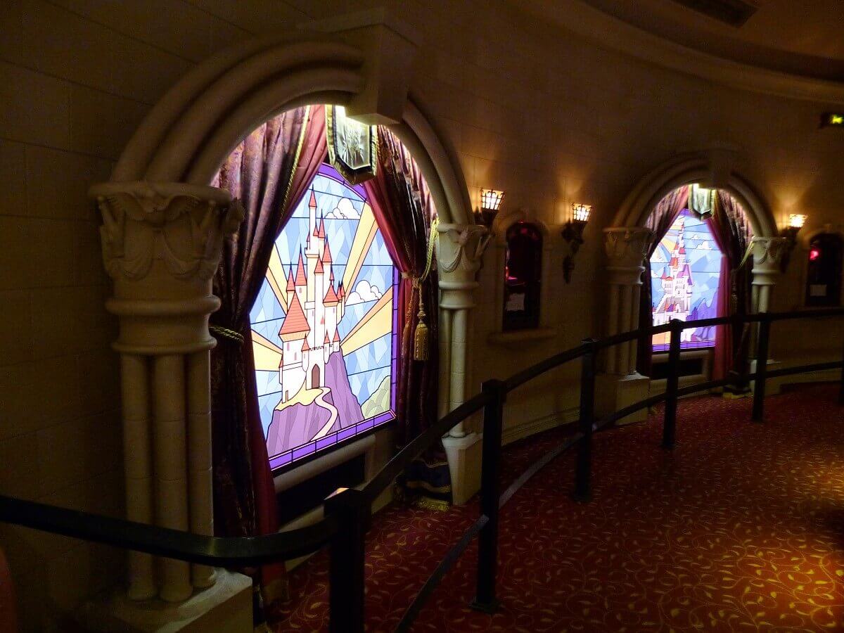 Waiting area in the Princess Pavilion View of part of the waiting area in the Princess Pavilion with large stained glass windows