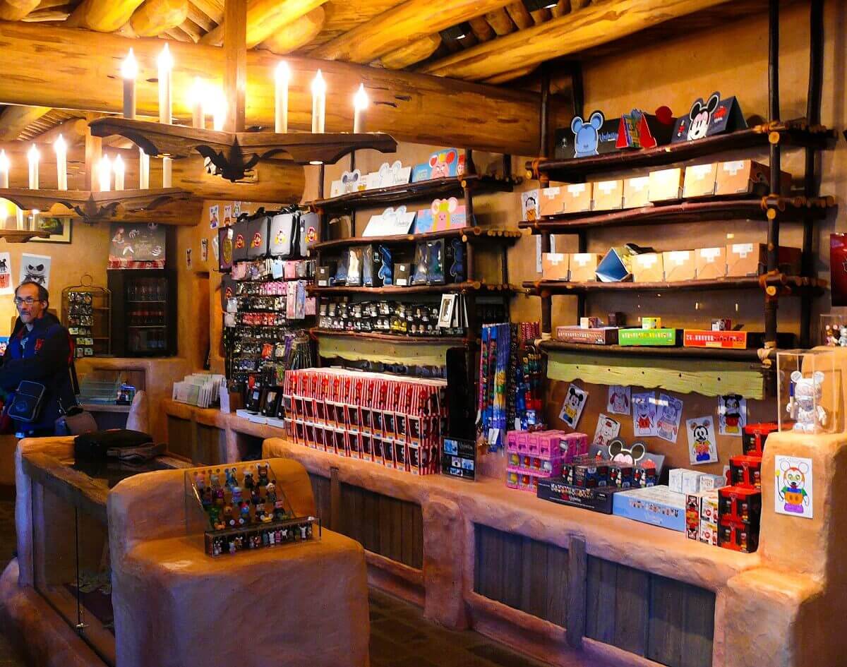 Inside the Shops The Pueblo Trading Post is stocked with pins and other collectors items