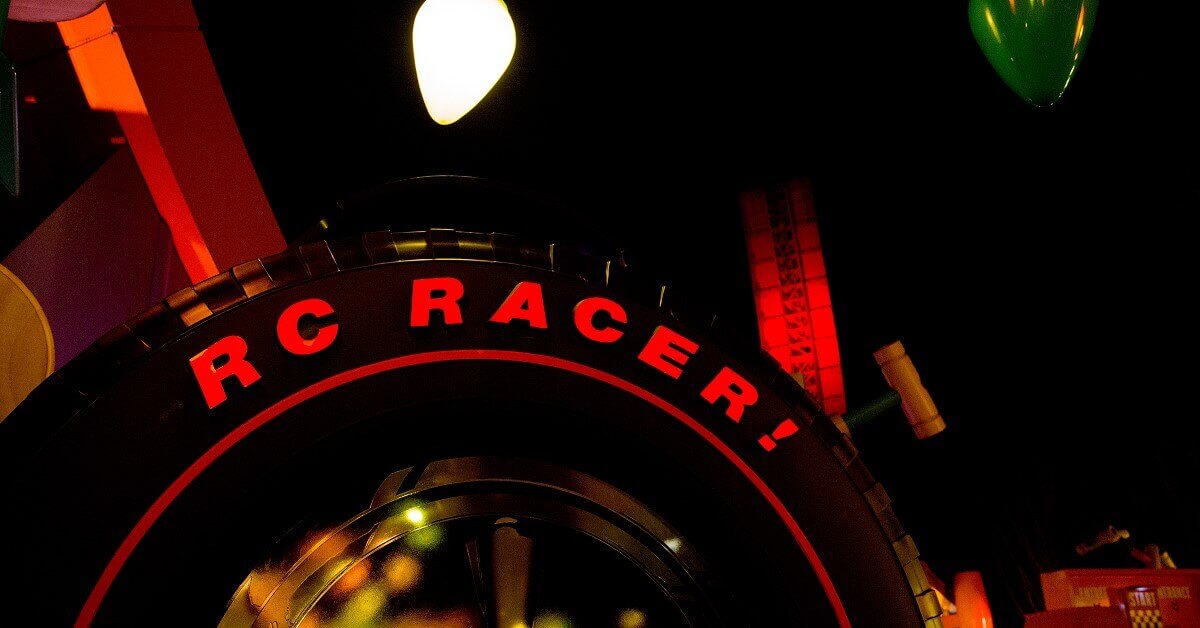 RC racer RC Racer at night with the oversized racing tire in the foreground