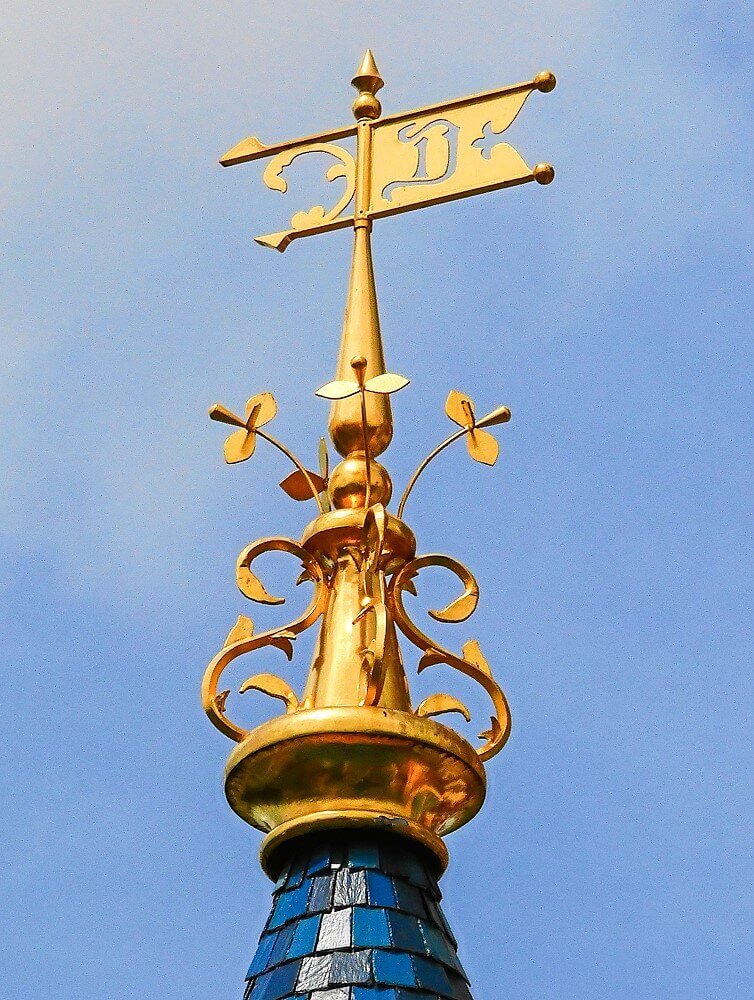 Gold crenellations one pinnacle of Sleeping Beauty's castle shines in gold