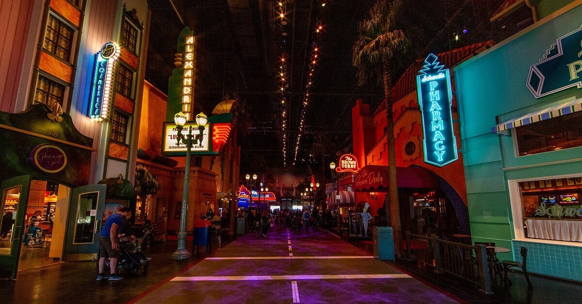 Studio 1 - a street in Hollywood at night Wide shot of Studio 1 - Hollywood street at night
