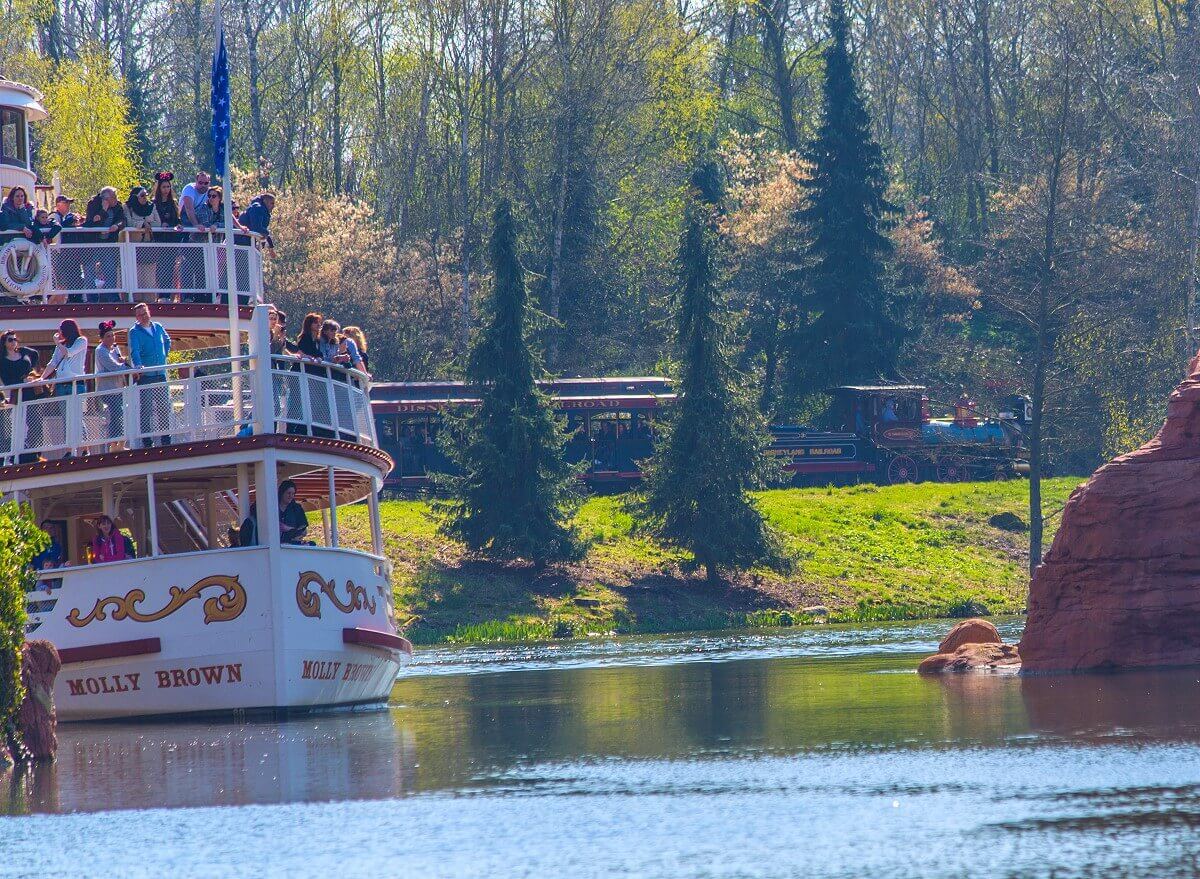 Molly Brown with the Railroad in the background Molly Brown, the Disneyland Railroad is in the background