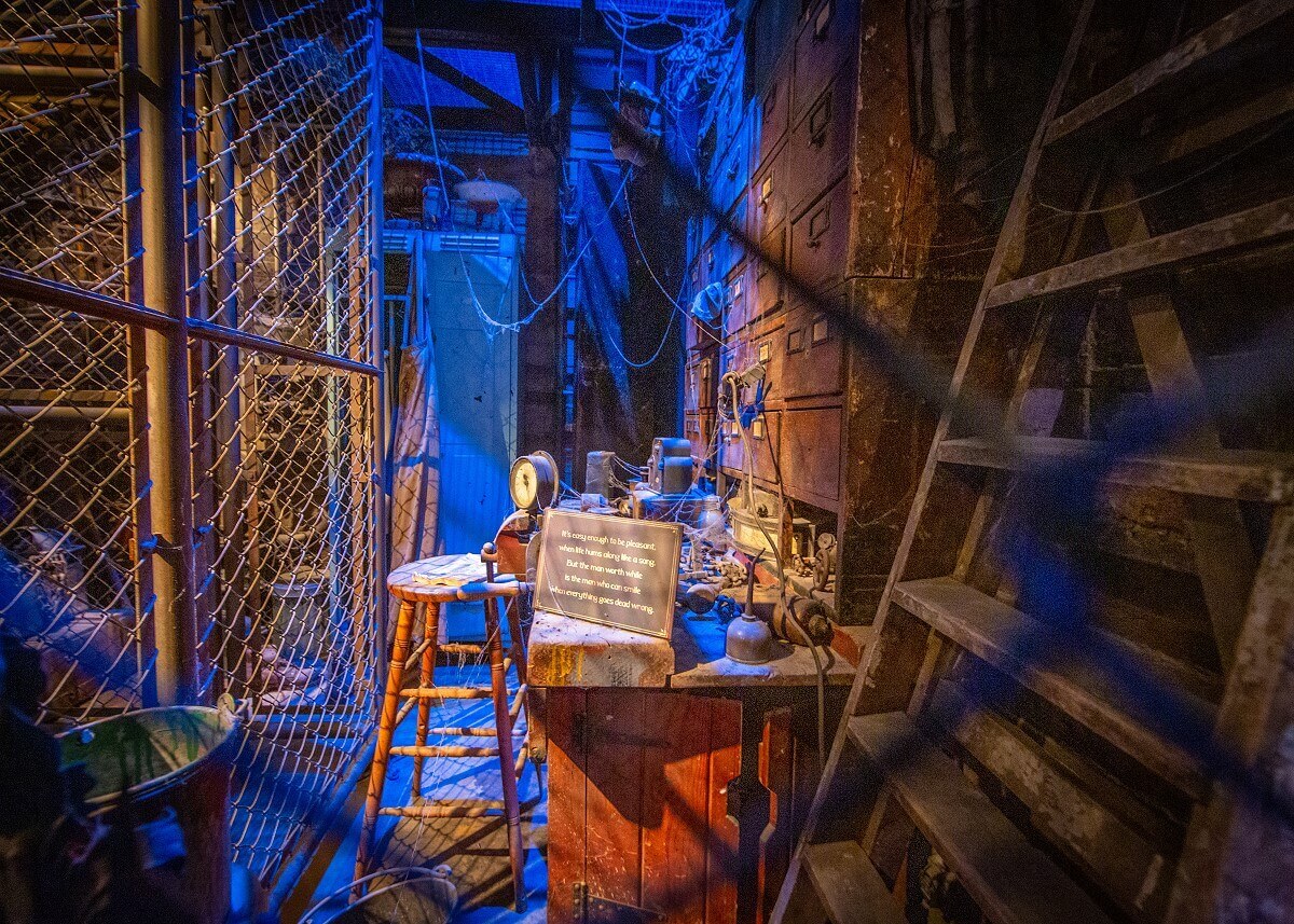 Workplace of a house technician Workplace of a house technician with all kinds of devices & tools so much a sign with mysterious text