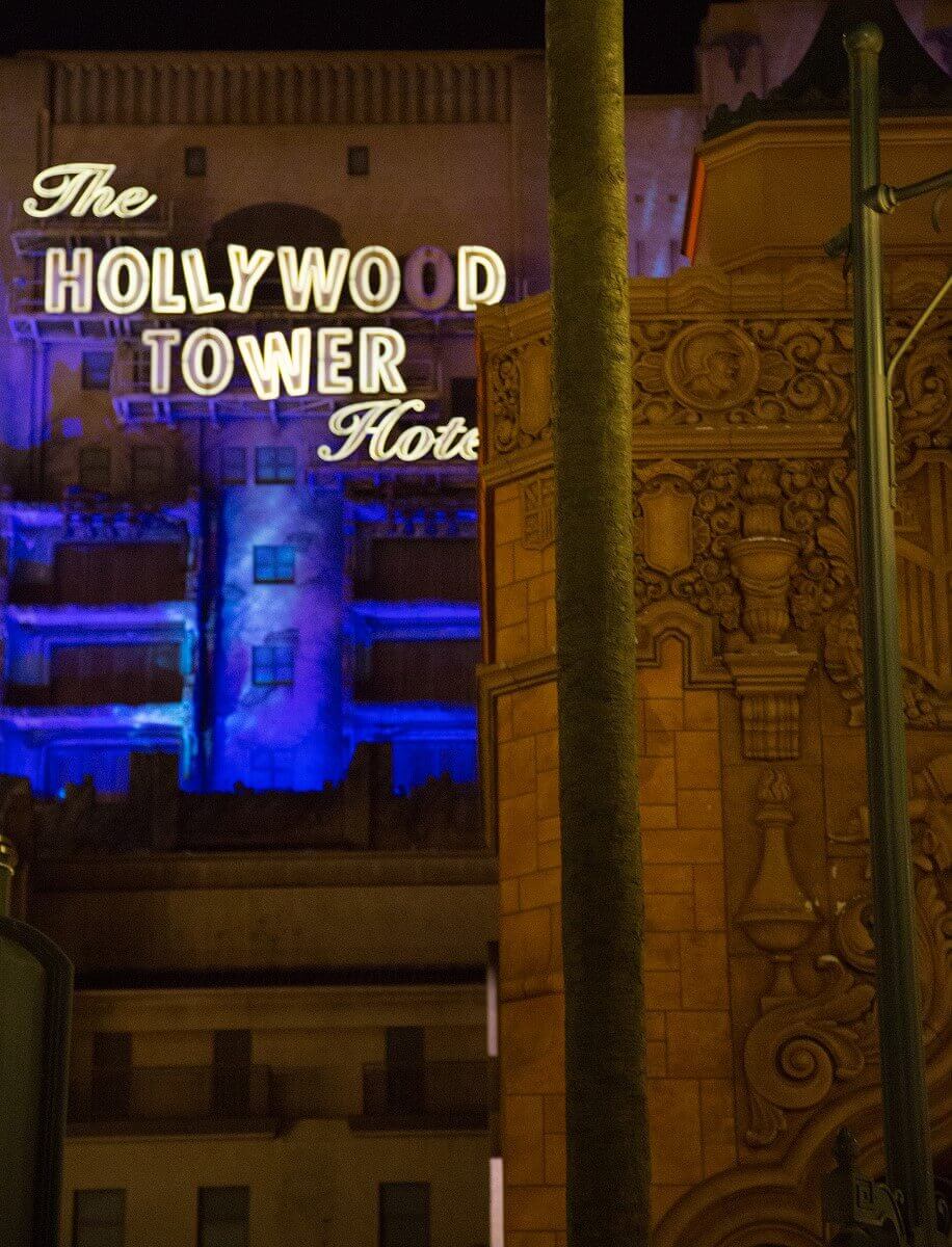 La Terrasse and Hollywood Tower Hotel View over the entrance of La Terrasse to The Hollywood Tower Hotel