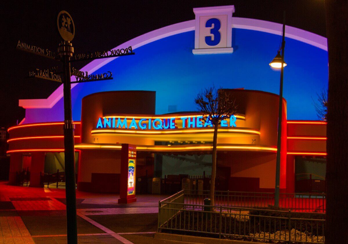 Ainmagique Theatre The Animagique Theatre with its night lighting