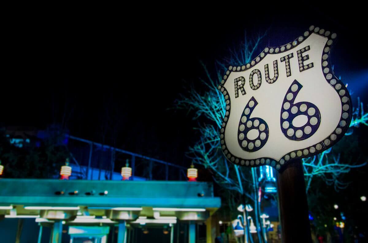 Route 66 Sign Route 66 sign at Cars Race Rally