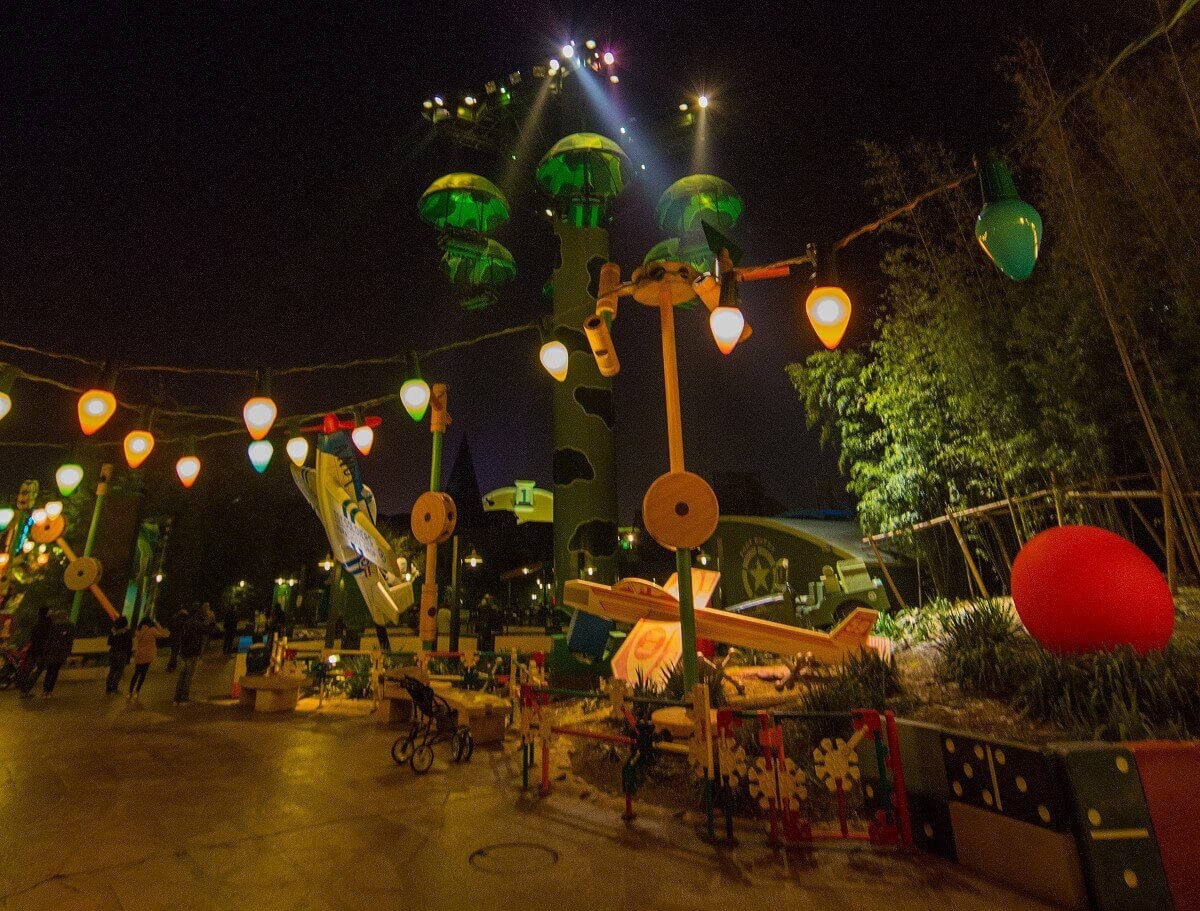 parachute drop The parachute drop at night, in the foreground the two airplane toys